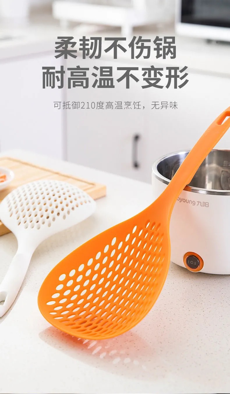 Household Kitchen Skimmer Large Nylon Colander Noodles Water Sieve Hot Pot Strainer Long Handle Pasta Spoon Wive-Screen Ladle