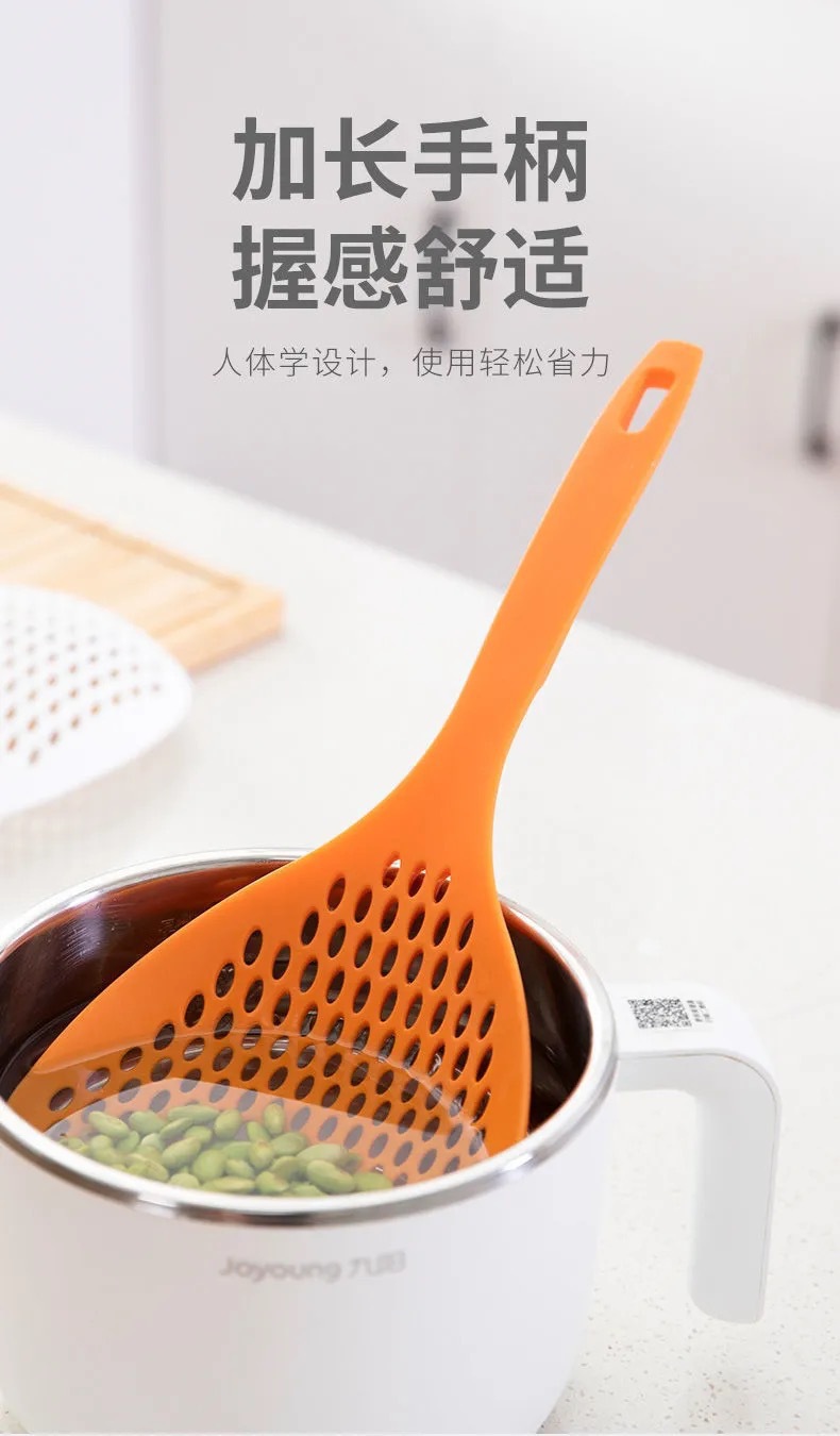 Household Kitchen Skimmer Large Nylon Colander Noodles Water Sieve Hot Pot Strainer Long Handle Pasta Spoon Wive-Screen Ladle