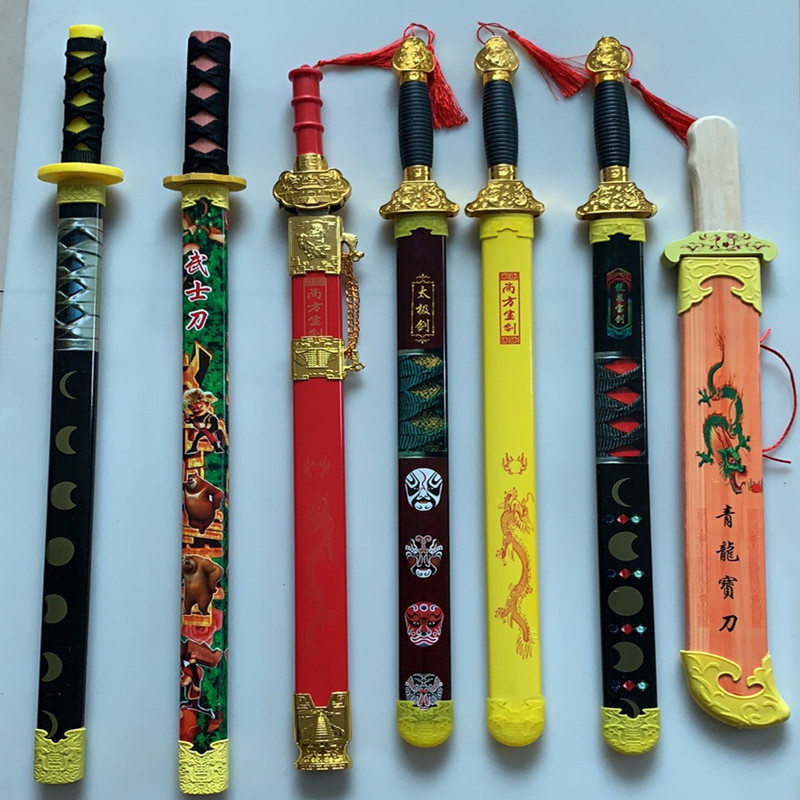 Wholesale Stall Tourist Scenic Spot Sword Wooden Sword Wood Knife Bamboo Wooden Dragon Sword Children&#039;s Crafts Toys