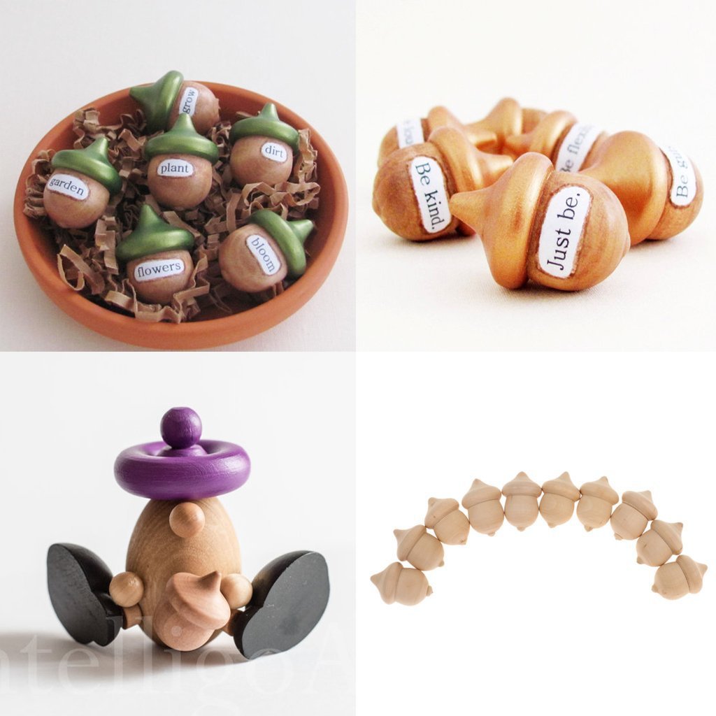 Wooden Toy Car Wood ACORN Painted DIY Wood Crafts Home Decoration &amp; Ornament 10PCs a Pack