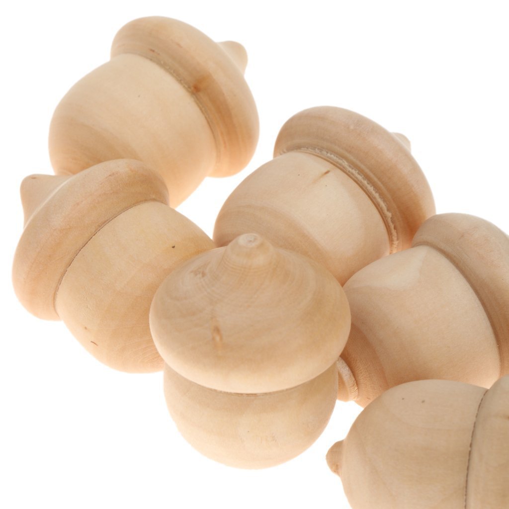 Wooden Toy Car Wood ACORN Painted DIY Wood Crafts Home Decoration &amp; Ornament 10PCs a Pack