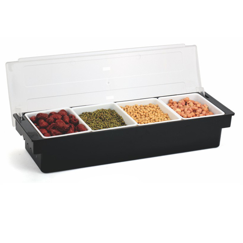 Plastic Multi-Grid Water Fruit Box Fresh-Keeping Condiment Dispenser Bar Bar Counter Compartment Fruit Box Cocktail Decorative Box Wholesale