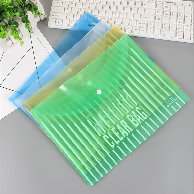 A4 Transparent File Bag File Information Bag Student Subject Folder Color Plastic Storage Office Supplies