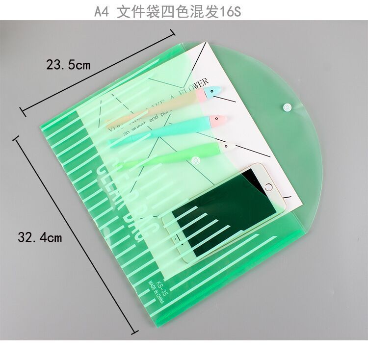 A4 Transparent File Bag File Information Bag Student Subject Folder Color Plastic Storage Office Supplies