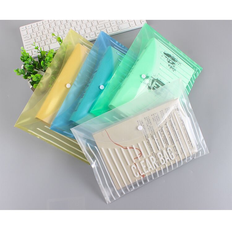 A4 Transparent File Bag File Information Bag Student Subject Folder Color Plastic Storage Office Supplies
