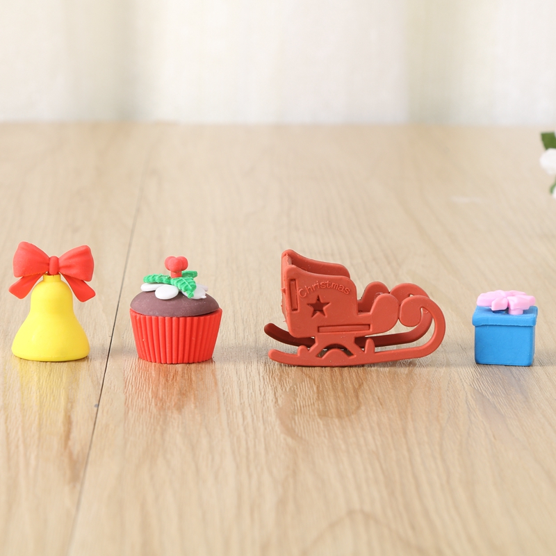 Creative Christmas Gift Stationery for children with cartoon Christmas eraser Set
