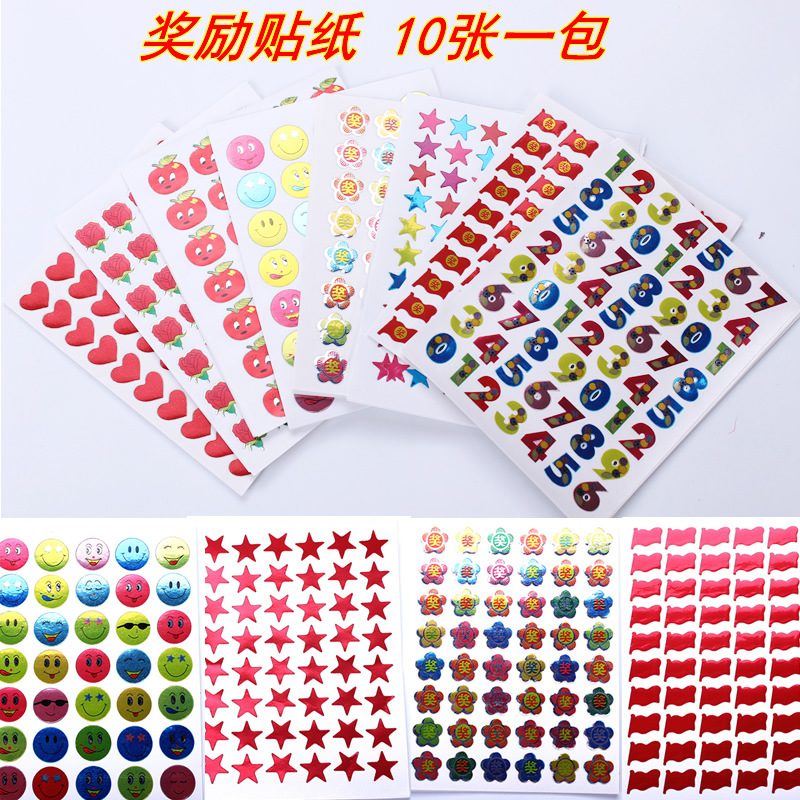 Reward Stickers Children Cartoon Stickers Praise Bubble Sticker Kindergarten Children Stickers Student Red Flower