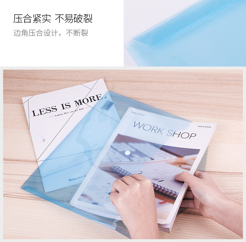 Deli 5505 File Bag A4 Office Transparent Button Bag Plastic Briefbag File Information Bag Briefbag Wholesale