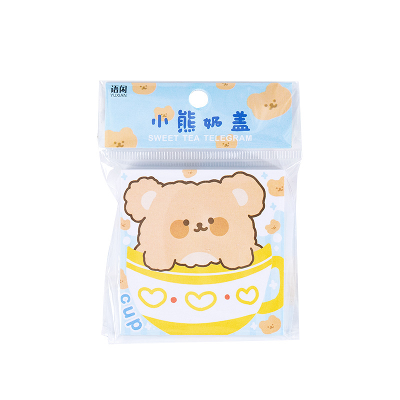 Yuxian Sticky Notes Sweet Tea Telegraph Series Hand-Painted Cartoon Cute Hand Account Message Memo Note Sticker 100 Pieces 8 Models