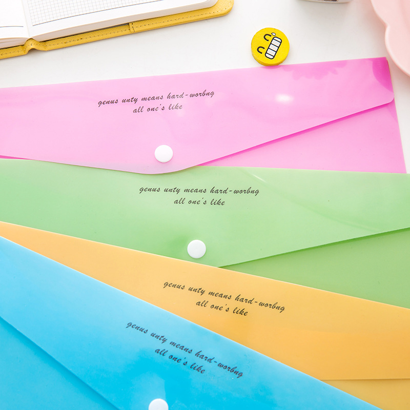 Educational Edition Student Cute A4 Examination Paper File Bag Fresh Transparent Folder Snap Information Bag Office Supplies