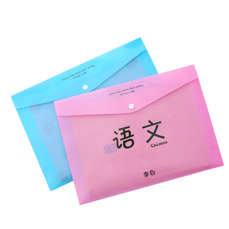 Educational Edition Student Cute A4 Examination Paper File Bag Fresh Transparent Folder Snap Information Bag Office Supplies