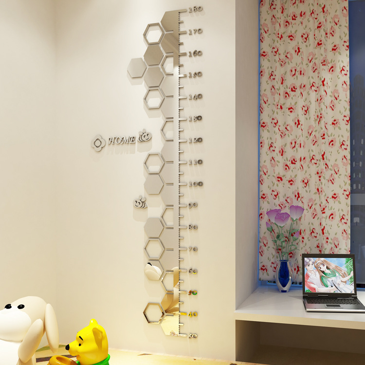 Mirror Height Measurement Wall Sticker 3D Alec Stereo Wall Sticker Baby Room Living Room Bedroom Kindergarten Cartoon Measuring Decoration