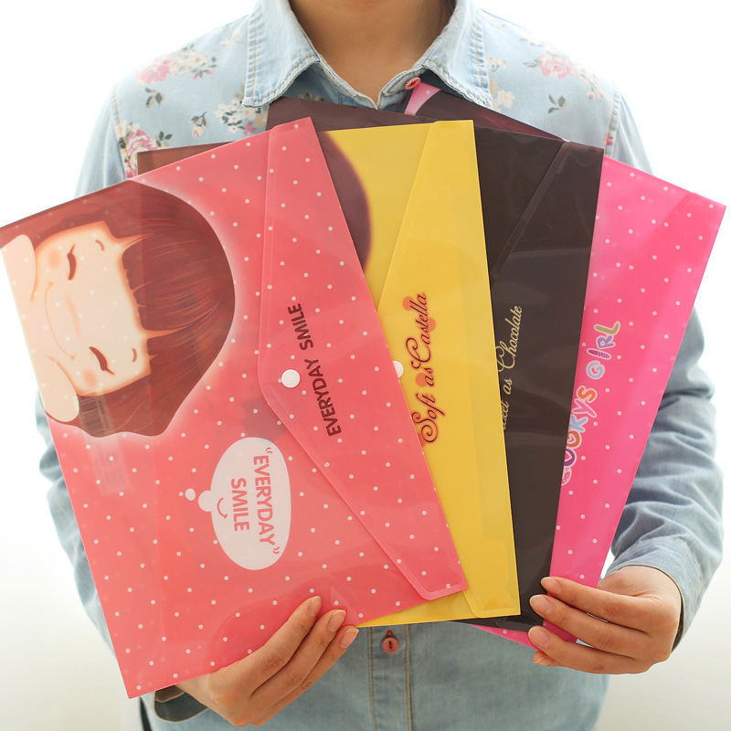 301 Xiaonizi A4 File Bag Cute Korean Stationery Wholesale Information Bag Button Bag Test Paper File Bag