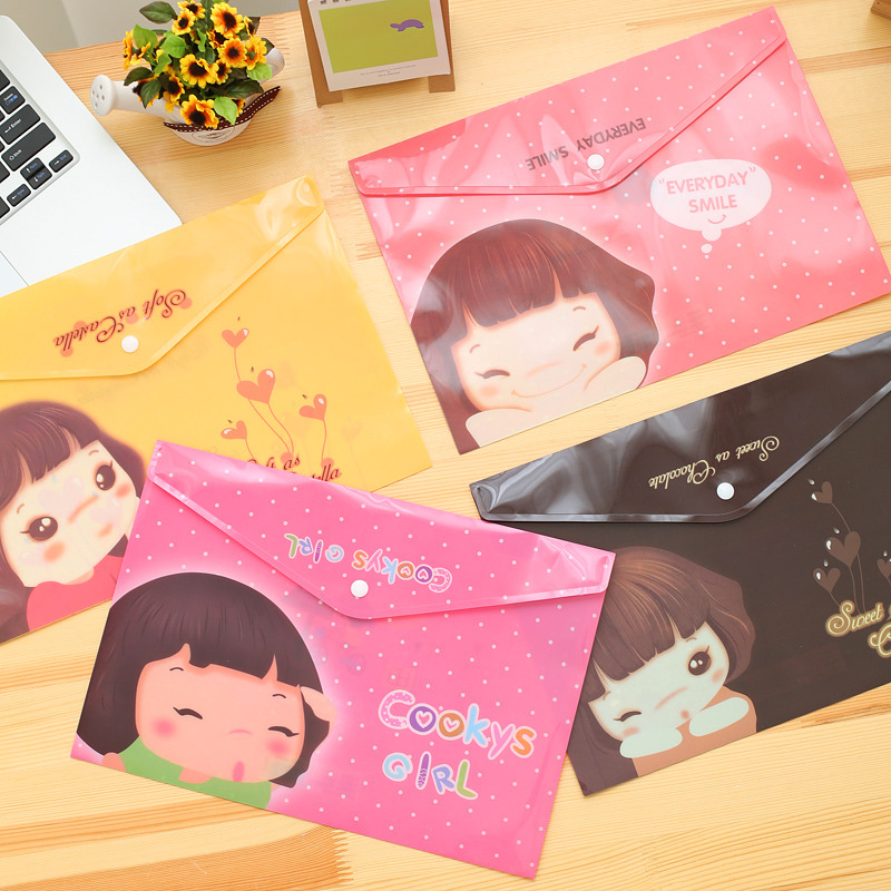 301 Xiaonizi A4 File Bag Cute Korean Stationery Wholesale Information Bag Button Bag Test Paper File Bag