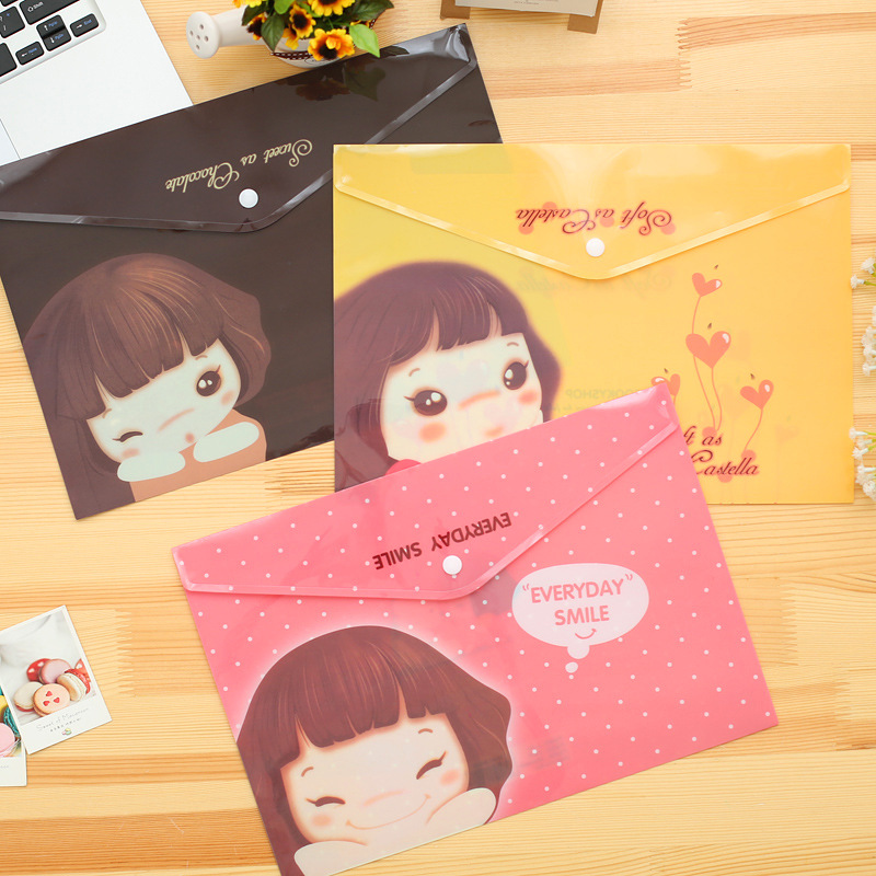 301 Xiaonizi A4 File Bag Cute Korean Stationery Wholesale Information Bag Button Bag Test Paper File Bag