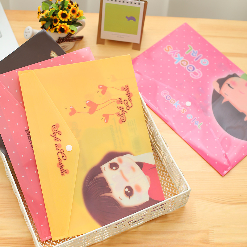 301 Xiaonizi A4 File Bag Cute Korean Stationery Wholesale Information Bag Button Bag Test Paper File Bag