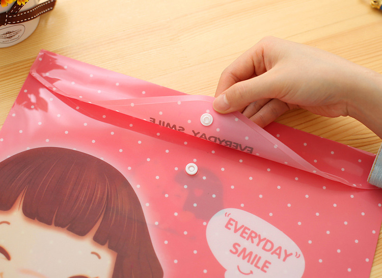 301 Xiaonizi A4 File Bag Cute Korean Stationery Wholesale Information Bag Button Bag Test Paper File Bag