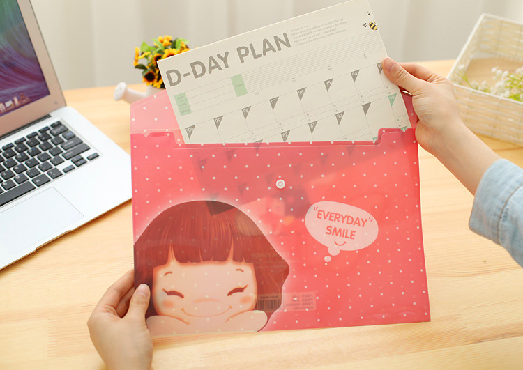 301 Xiaonizi A4 File Bag Cute Korean Stationery Wholesale Information Bag Button Bag Test Paper File Bag