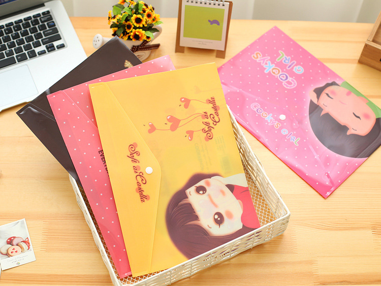 301 Xiaonizi A4 File Bag Cute Korean Stationery Wholesale Information Bag Button Bag Test Paper File Bag