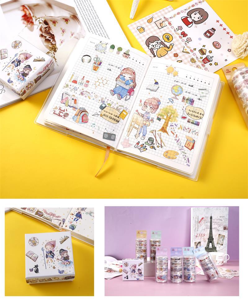 Gilding Japanese and Paper Adhesive Tape Sets Creative Cartoon Handmade DIY Hand Account Stickers Student Stationery Decorative Stickers Gilding Japanese and Paper Adhesive Tape Sets Creative Cartoon Handmade DIY Hand Account Stickers Student Stationery Decorative Stickers