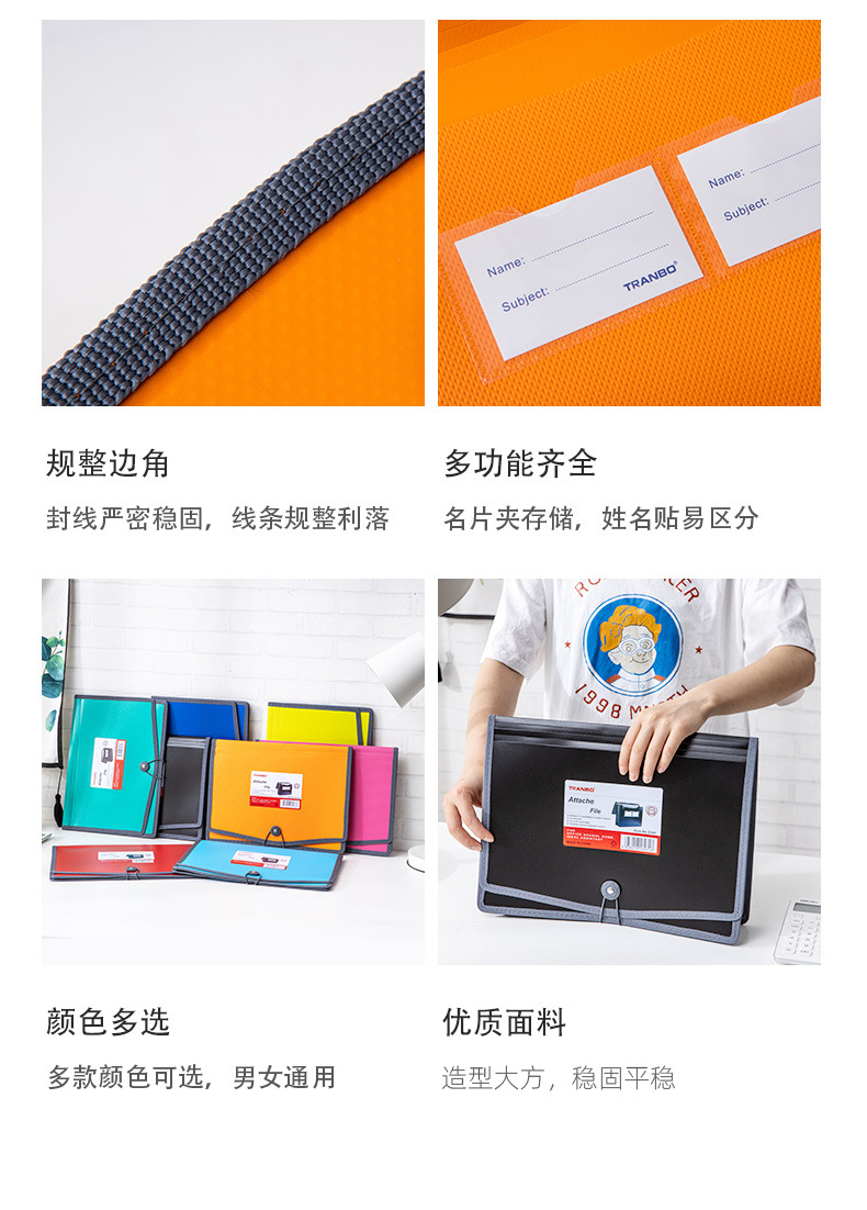 Factory Direct Sales Candy Color Space Bag Large Capacity Test Paper Document Buggy Bag Info Booklet Folder Information Bag