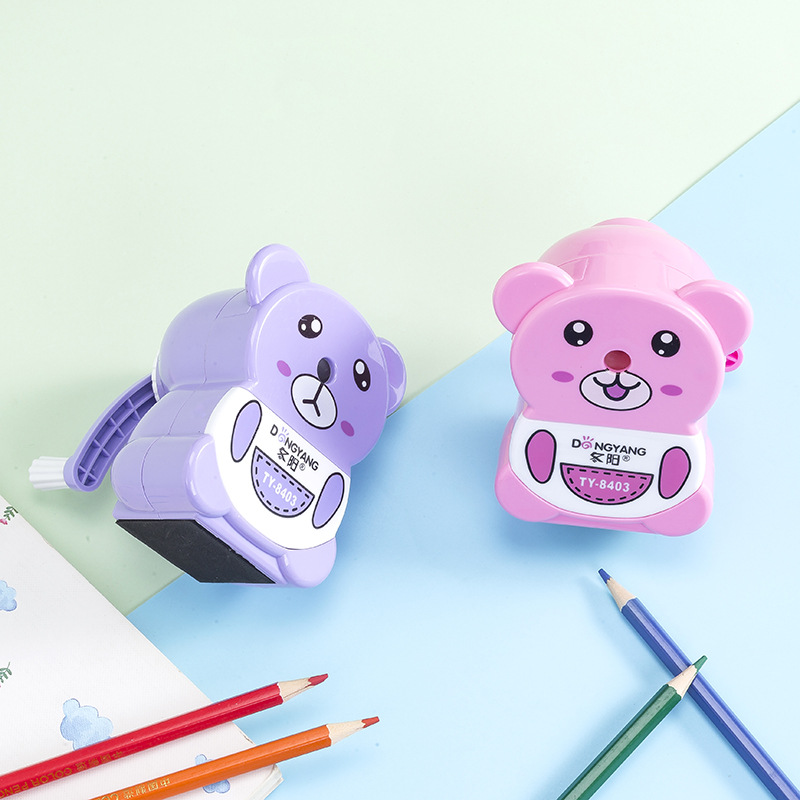 Cartoon bear automatic front and back pencil sharpener students hand sharpener pencil sharpener stationery
