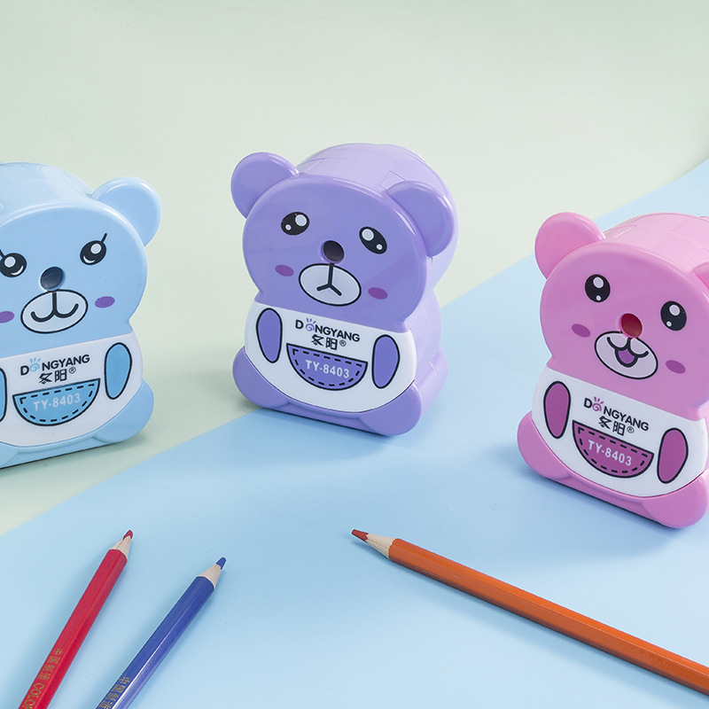 Cartoon bear automatic front and back pencil sharpener students hand sharpener pencil sharpener stationery