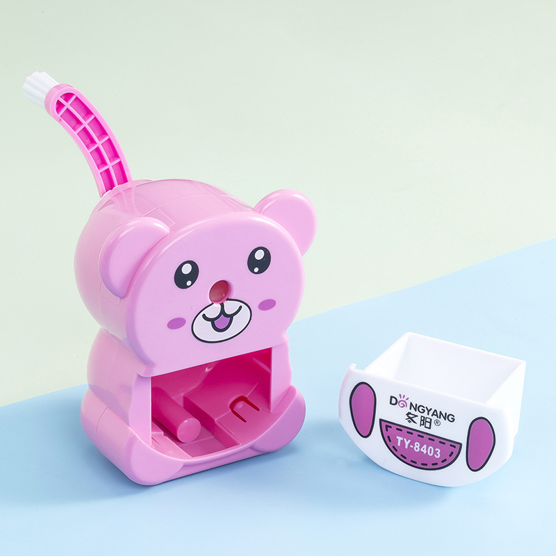 Cartoon bear automatic front and back pencil sharpener students hand sharpener pencil sharpener stationery