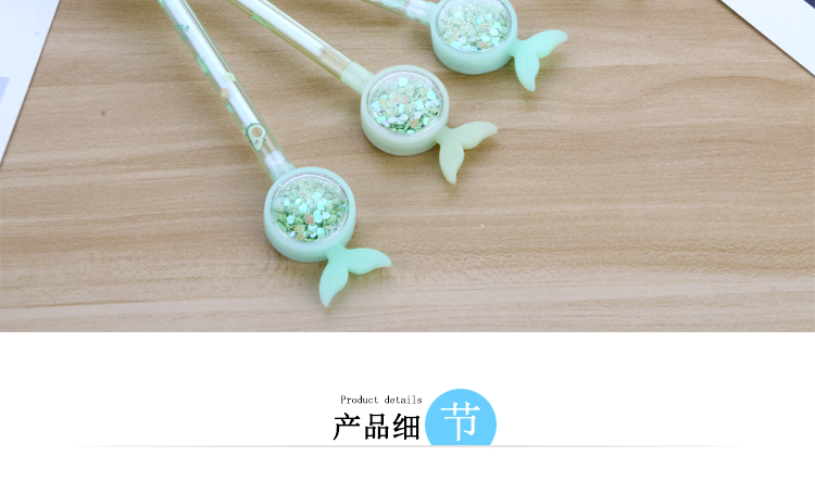 Korean Ins Girl Heart Fishtail Sequins Gel Pen Avocado Signature Pen Cute Student Exam Writing Ball Pen
