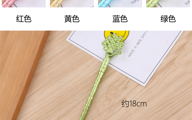Factory Direct Sales Cute Creative Stationery Cute Female Student Black Carbon Pen Peacock Southeast Flying Hairpin Gel Pen