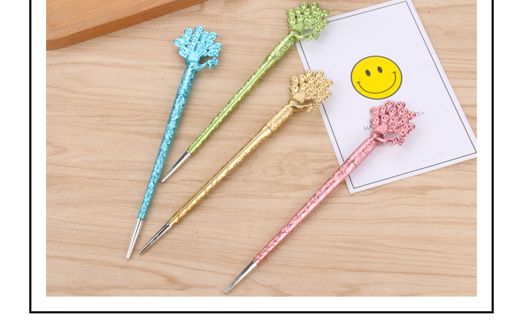 Factory Direct Sales Cute Creative Stationery Cute Female Student Black Carbon Pen Peacock Southeast Flying Hairpin Gel Pen