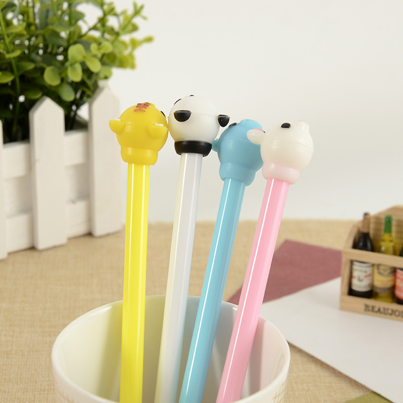 Creative Cartoon Cute Three-Dimensional Soft Glue Animal Head Gel Pen Cute Cartoon Student Pen Gift Pen Creative Cartoon Cute Three-Dimensional Soft Glue Animal Head Gel Pen Cute Cartoon Student Pen Gift Pen