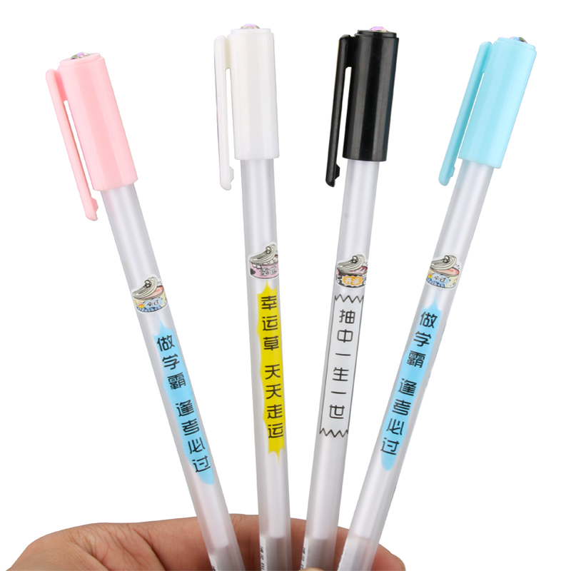 Personalized Xueba Fashionable Words Gel Pen with Diamond Gel Pen Creative Text Student Black Gel Ink Pen Signature Pen Wholesale