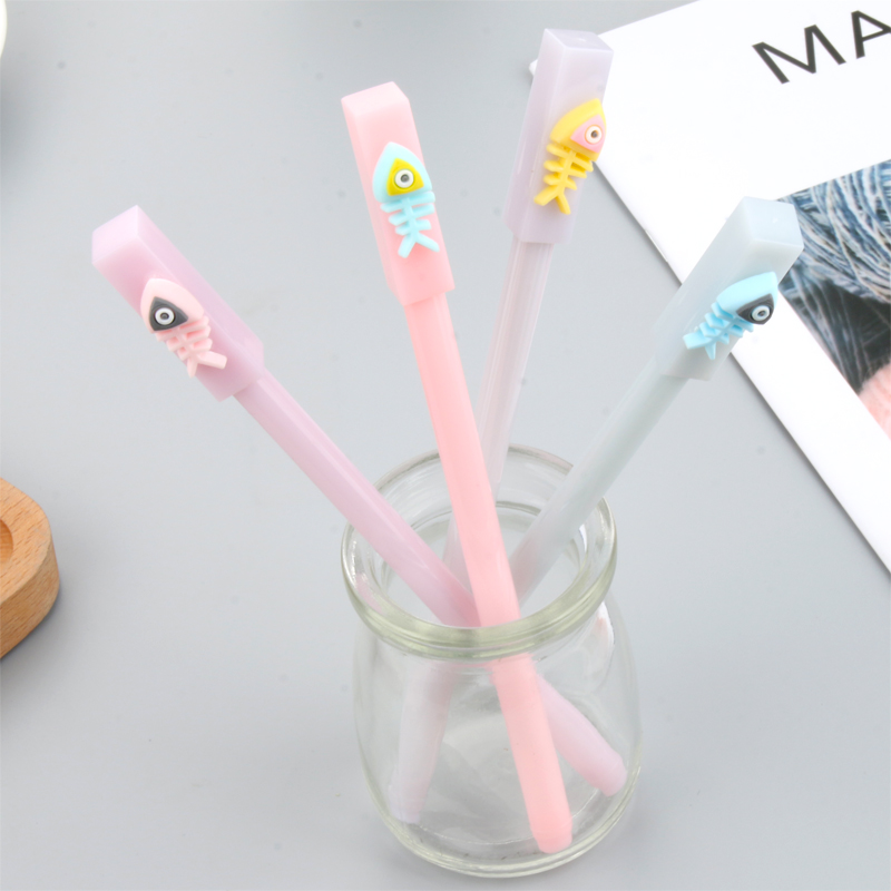 Factory Direct Sales Cute Cartoon Fishbone Modeling Student Gel Pen Student Simple Signature Pen Cute Ball Pen