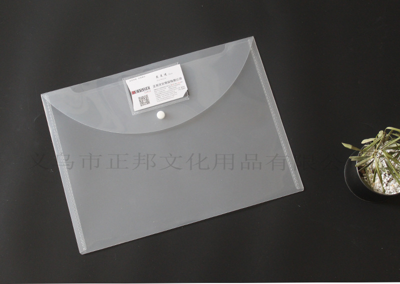 Factory Customized Wholesale A4 Plastic Pp Snap-Fastener File Bag FC Business Card Information File Bag Learning Office Storage
