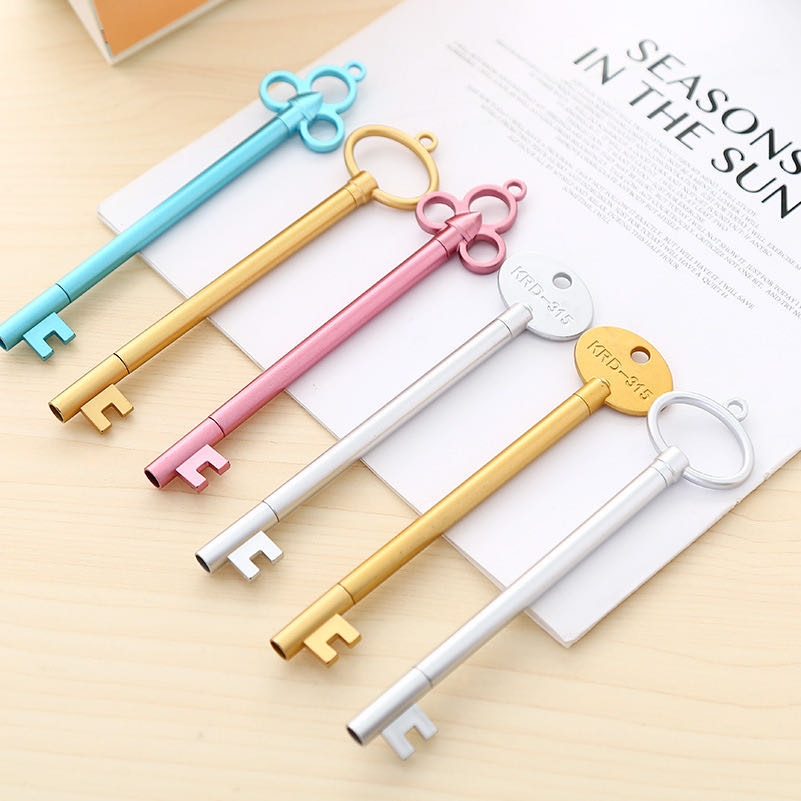 Creative Retro Key Shape Gel Pen Signature Pen Black Gel Ink Pen Cute Elementary School Student School Supplies