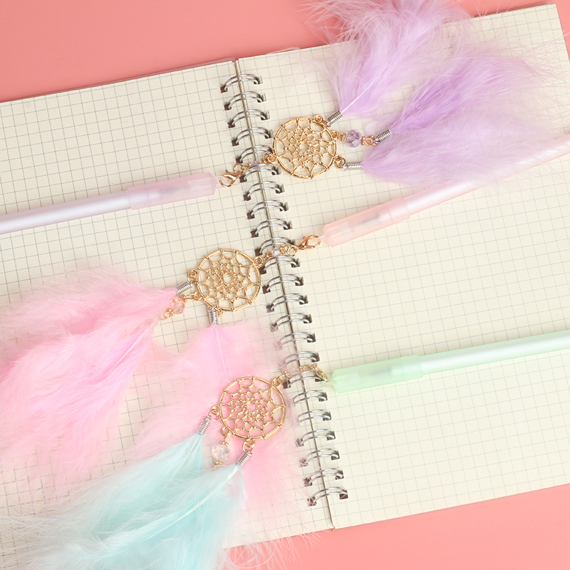 Dreamcatcher Feather Pendant Gel Pen Black Gel Ink Pen Student Stationery Wholesale Cute Teenage Creative Pendant Pen