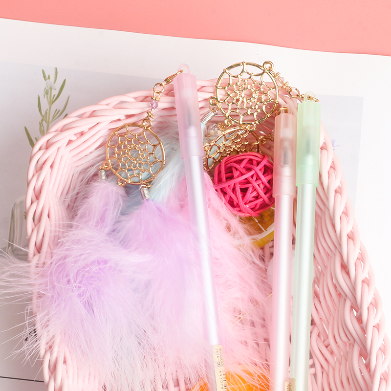 Dreamcatcher Feather Pendant Gel Pen Black Gel Ink Pen Student Stationery Wholesale Cute Teenage Creative Pendant Pen