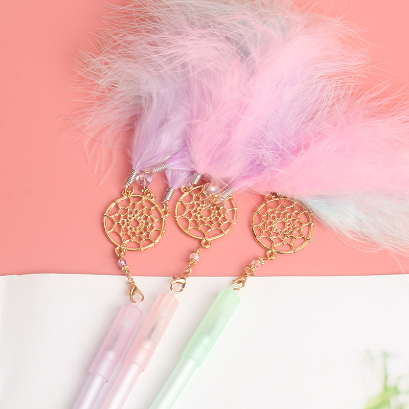 Dreamcatcher Feather Pendant Gel Pen Black Gel Ink Pen Student Stationery Wholesale Cute Teenage Creative Pendant Pen