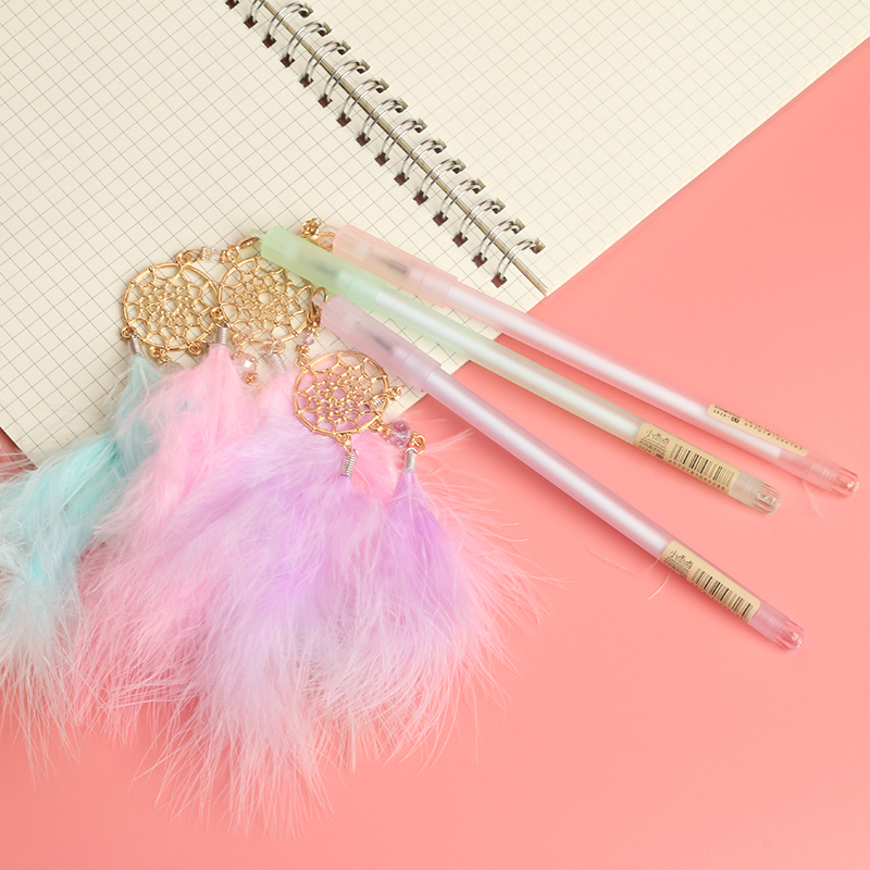 Dreamcatcher Feather Pendant Gel Pen Black Gel Ink Pen Student Stationery Wholesale Cute Teenage Creative Pendant Pen
