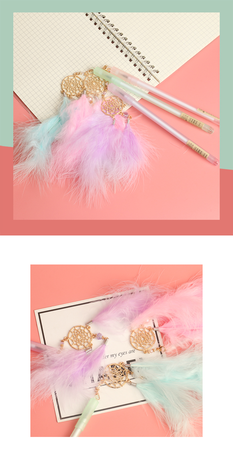 Dreamcatcher Feather Pendant Gel Pen Black Gel Ink Pen Student Stationery Wholesale Cute Teenage Creative Pendant Pen