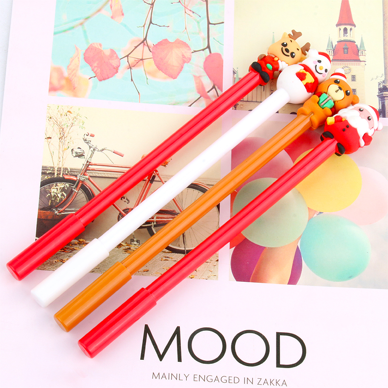Silicone End Gel Pen Happy Christmas Student Signature Pen Creative Cartoon Gel Ink Pen Writing Office Signature