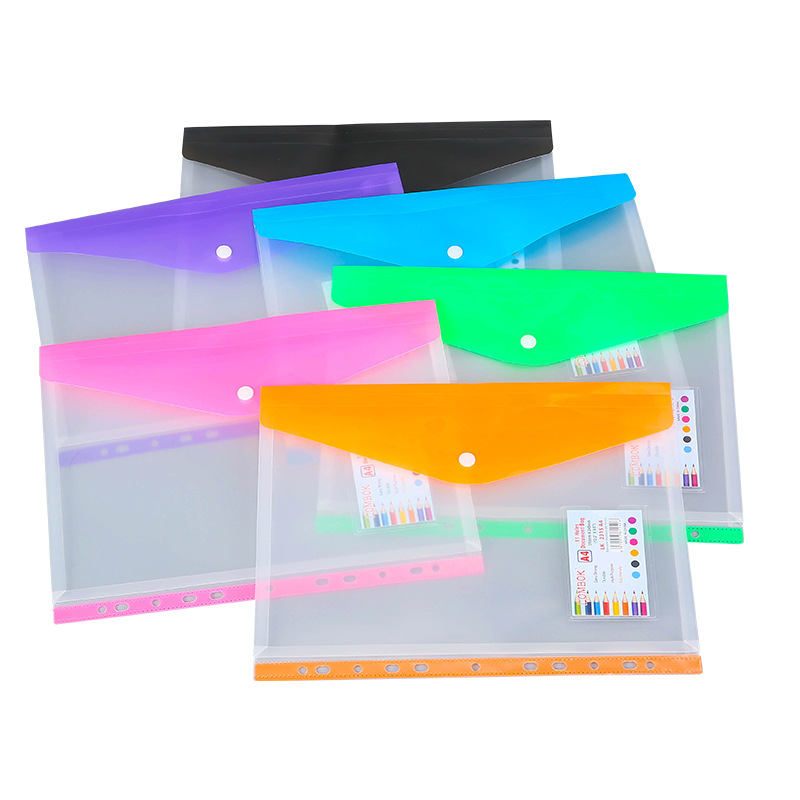 Factory Wholesale A4 Transparent PVC/PP Plastic Multi-Style Horizontal Three-Dimensional Information Bag Test Paper Contract Bag