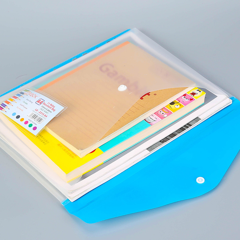 Factory Wholesale A4 Transparent PVC/PP Plastic Multi-Style Horizontal Three-Dimensional Information Bag Test Paper Contract Bag