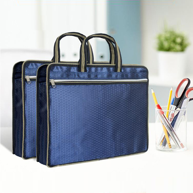 Wholesale Ball Pattern A4 Portable Zippered File Information Bag Oxford Briefcase Office Conference Bag Custom Logo