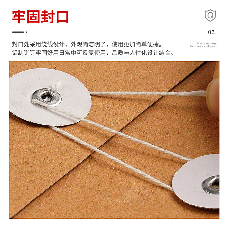 Factory in Stock Kraft Paper Portfolio Logo Wrapping Rope Office Bidding Color File Printing Medical Record Information Bag