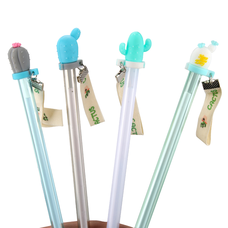 Korean Creative Fresh Cactus Streamer Gel Pen Simple Personality Student Office Black Gel Ink Pen