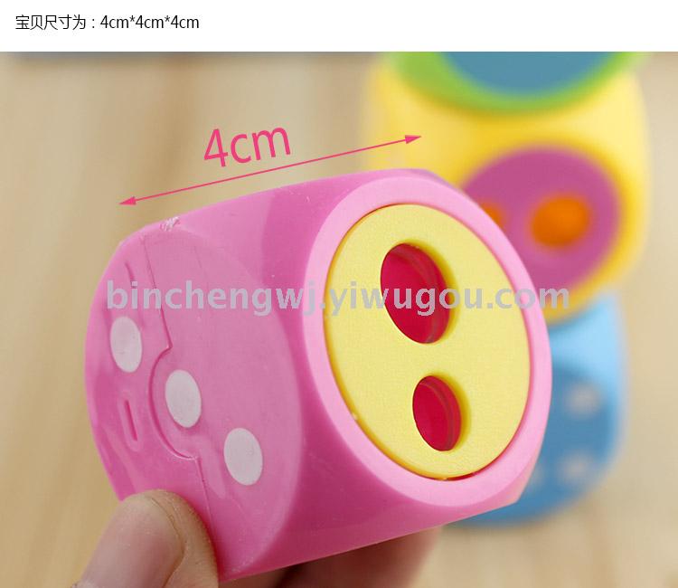 Dice  pencil sharpener Plastic double hole sieve pencil sharpener cute cartoon sharpener.