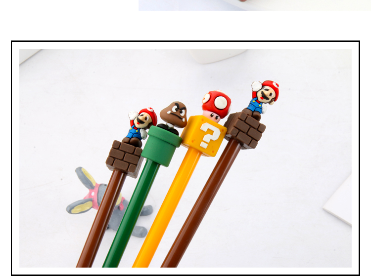 Korean Stationery Cute Cartoon Super Mary Soft Glue Black Gel Pen 0.5mm Office Carbon Water-Based Paint Pen