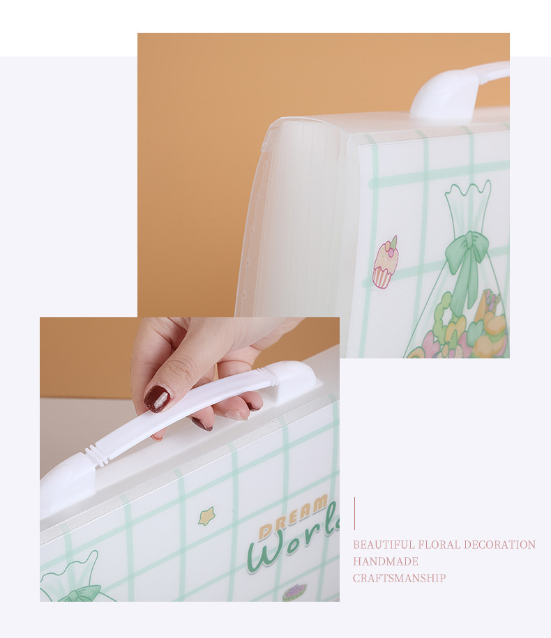 A4 Cartoon Transparent Totoro Folder Information Bag 13 Grid Pp Student Test Paper Storage Stationery Portable Organ Bag